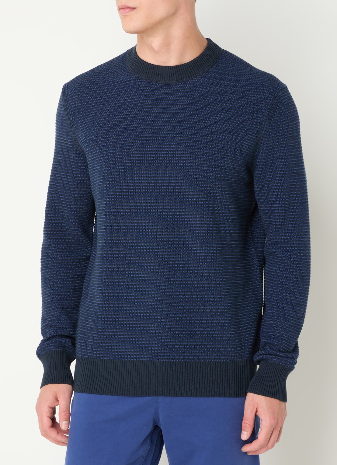 BOSS Amercury grofgebreide pullover in wolblend - detail 2 donkerblauw