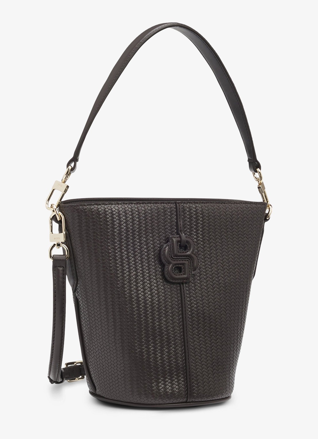 BOSS Anett schoudertas met logo - detail 3 dark brown-207 / bruin