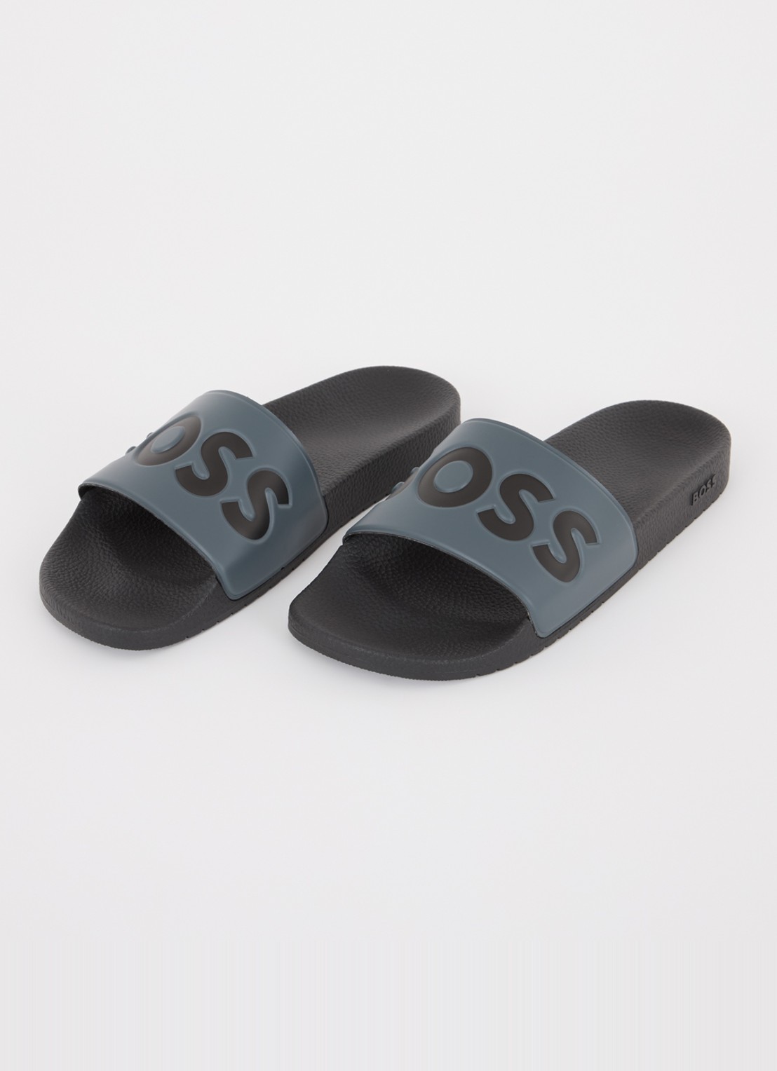 BOSS Aryeh slipper met logo - detail 3 donkergrijs