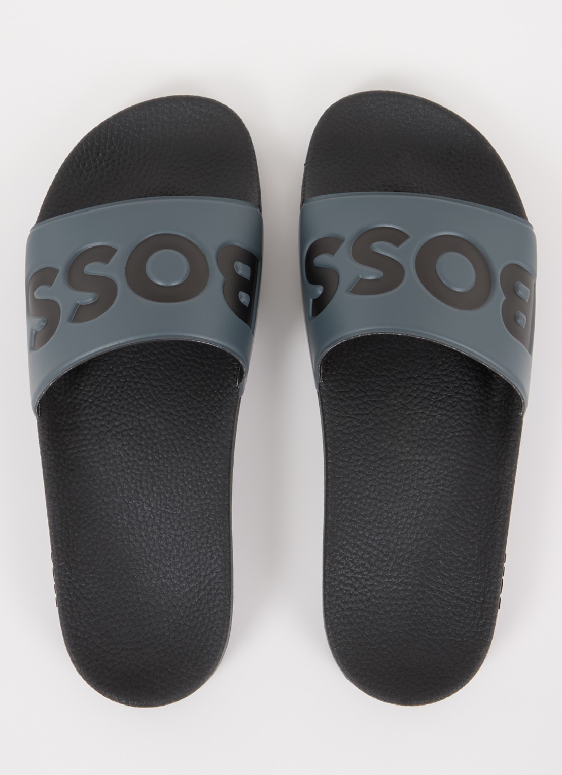 BOSS Aryeh slipper met logo - detail 4 donkergrijs