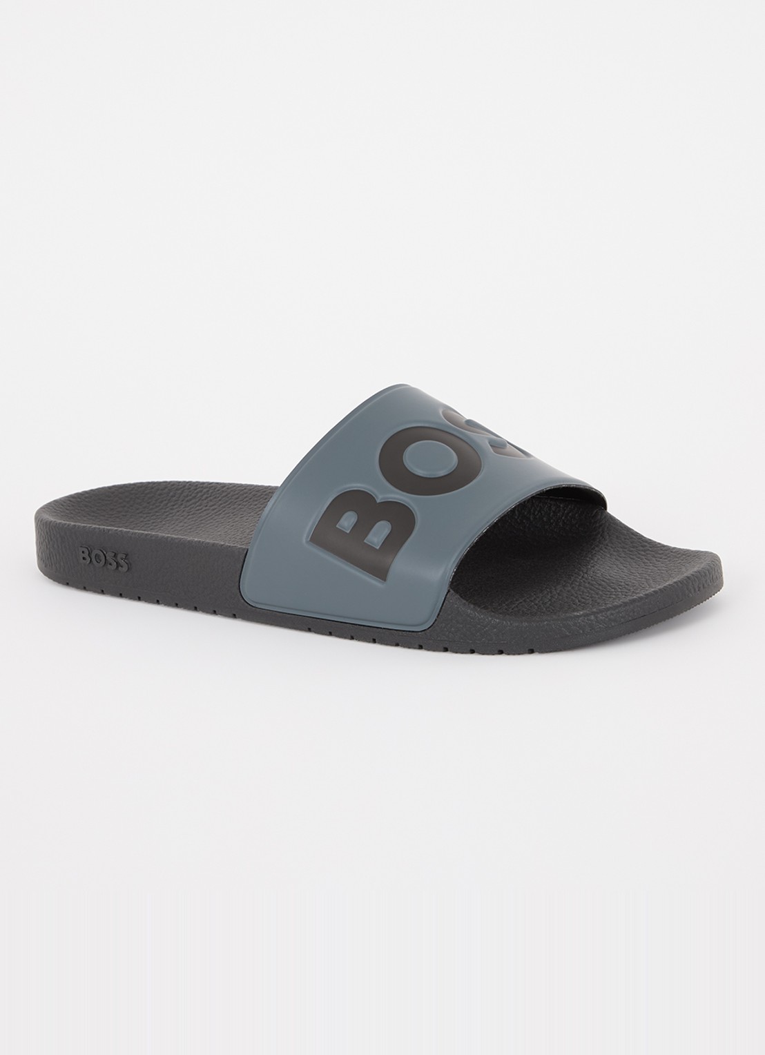 BOSS Aryeh slipper met logo - voorkant 2 donkergrijs