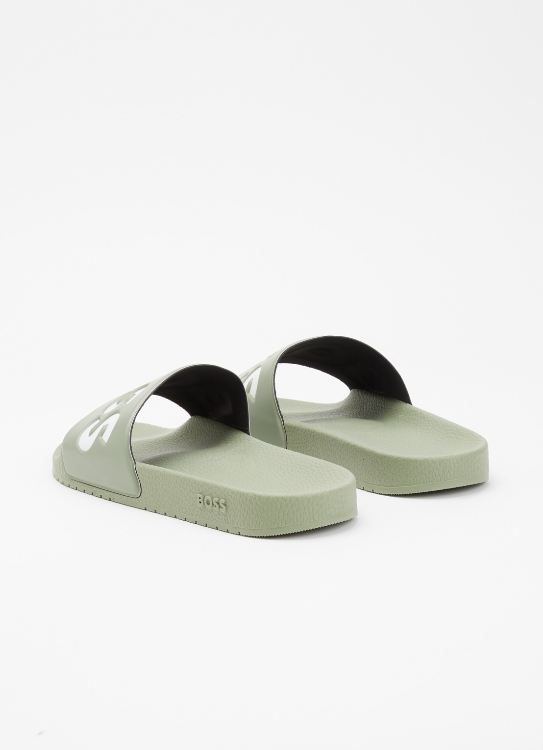 BOSS Aryeh slipper met logo - achterkant 4 lindegroen