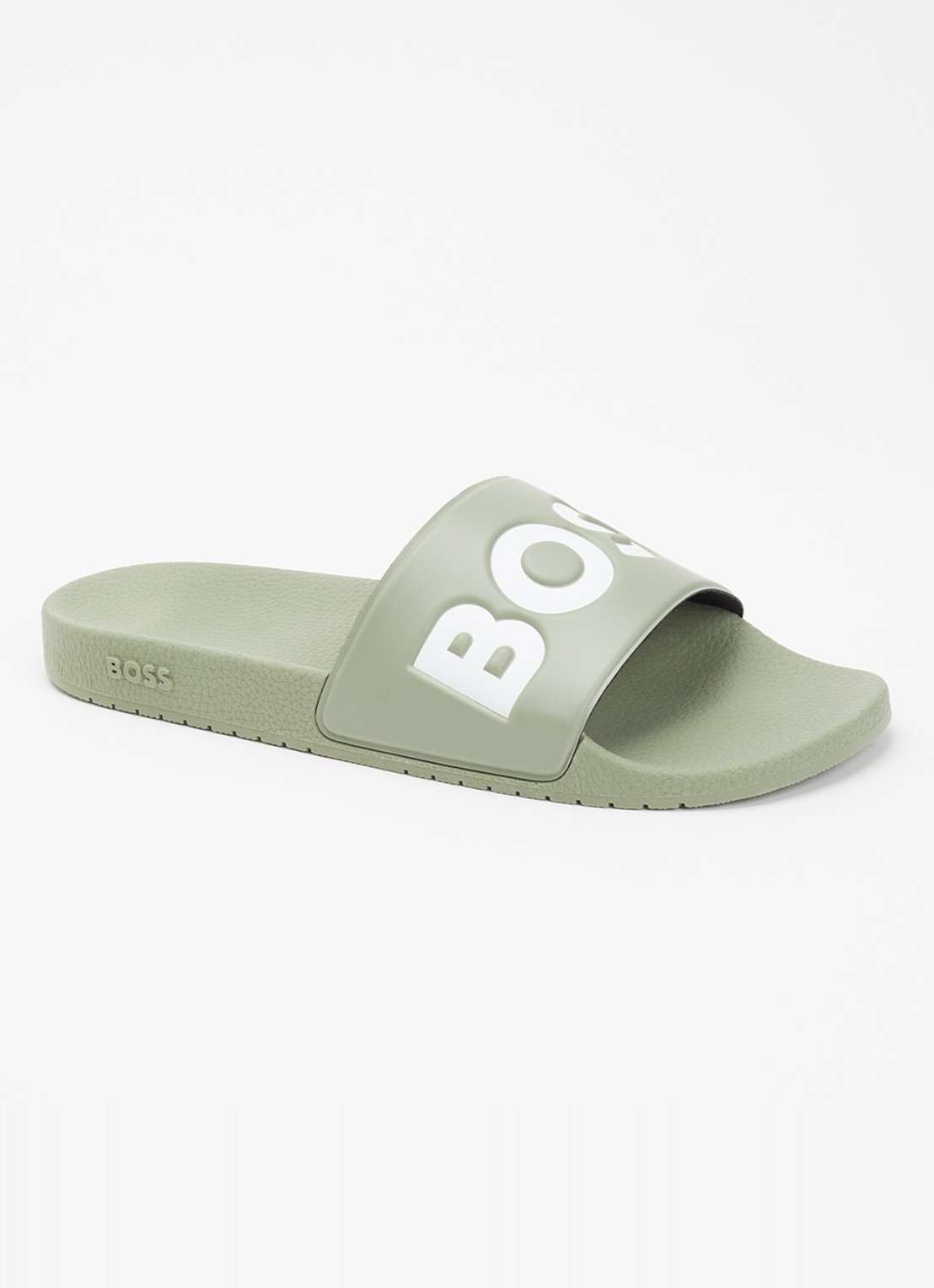 BOSS Aryeh slipper met logo - voorkant 5 lindegroen