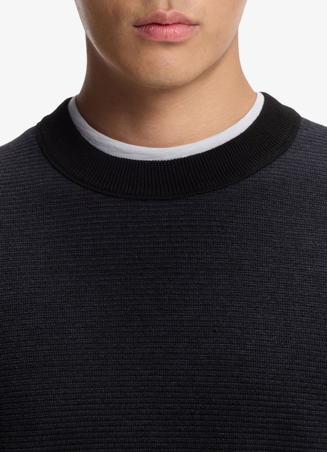 BOSS Aspoki fijngebreide pullover met gemêleerd dessin - detail 4 zwart