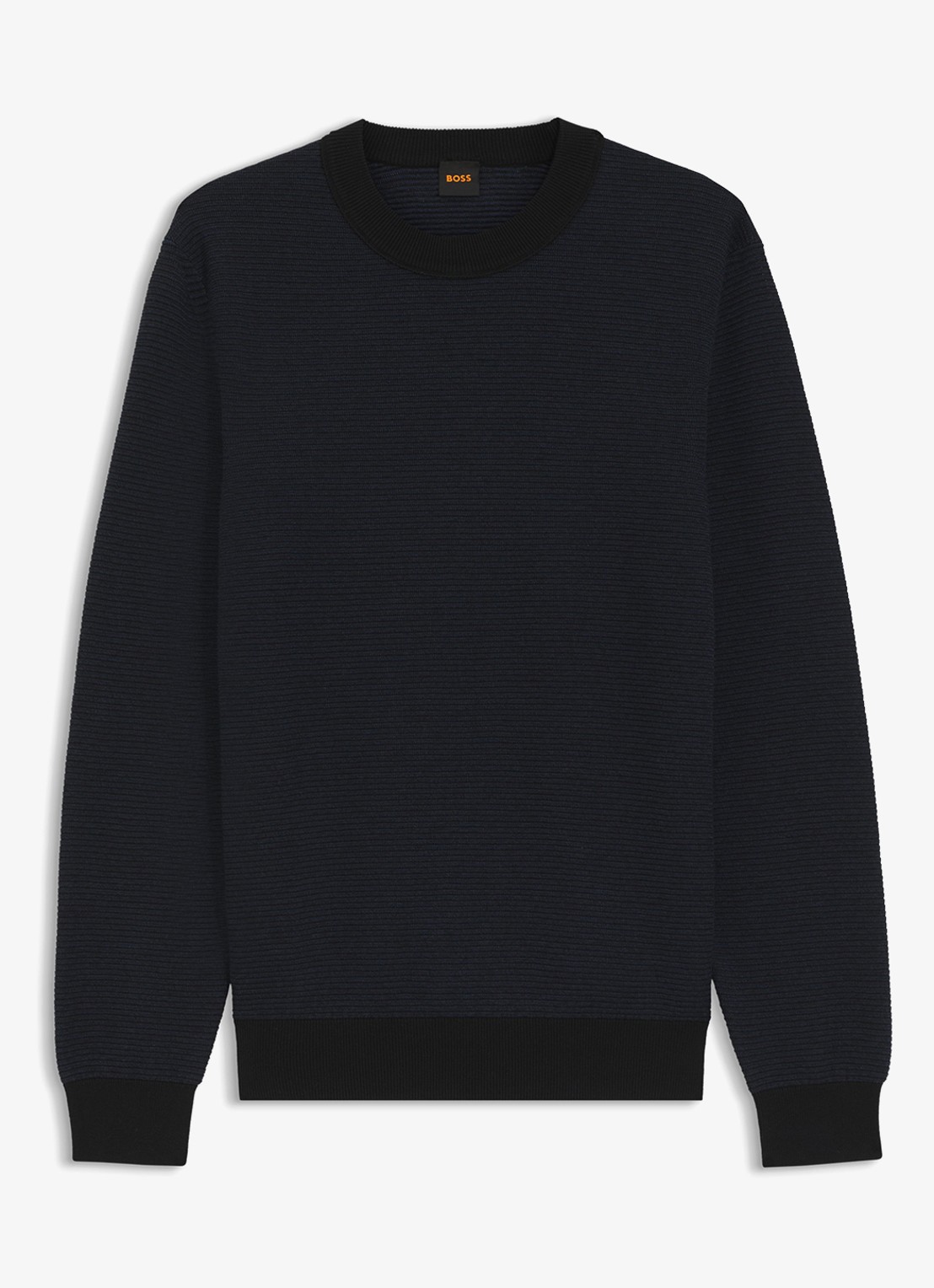 BOSS Aspoki fijngebreide pullover met gemêleerd dessin - voorkant zwart