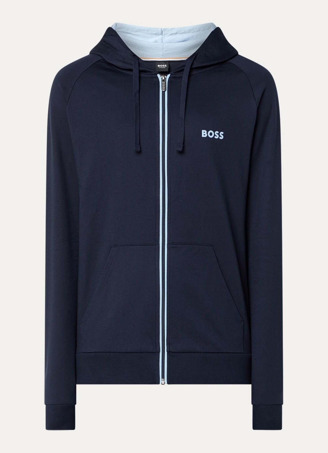 BOSS Authentic sweatvest met capuchon en logo - voorkant 2 dark blue-403 / blauw