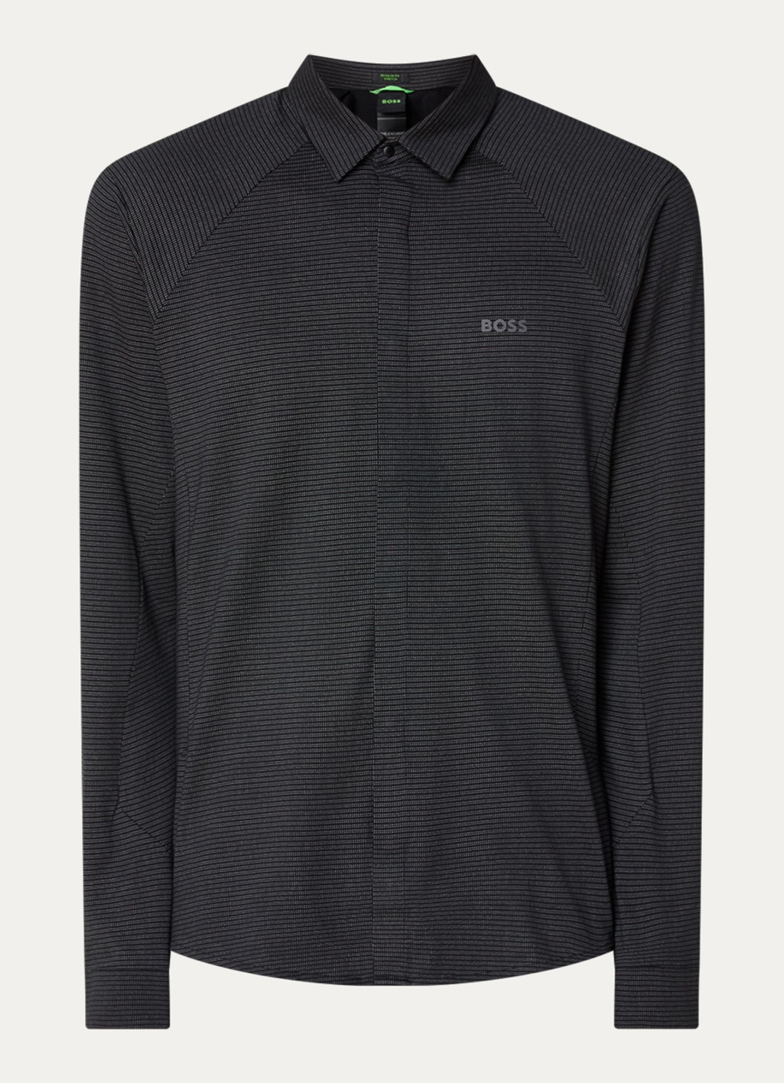 BOSS B_excurse_L regular fit overhemd met microdessin - voorkant 4 zwart
