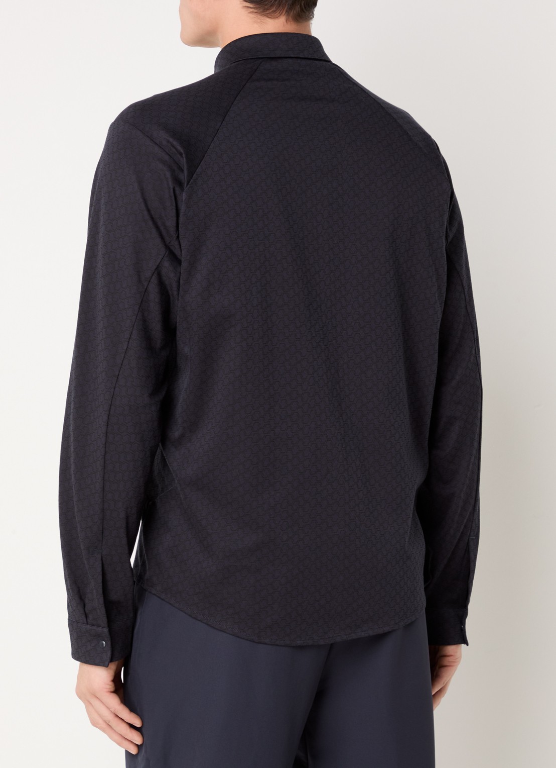 BOSS B_excurse_L regular fit overhemd met microdessin - achterkant donkerblauw