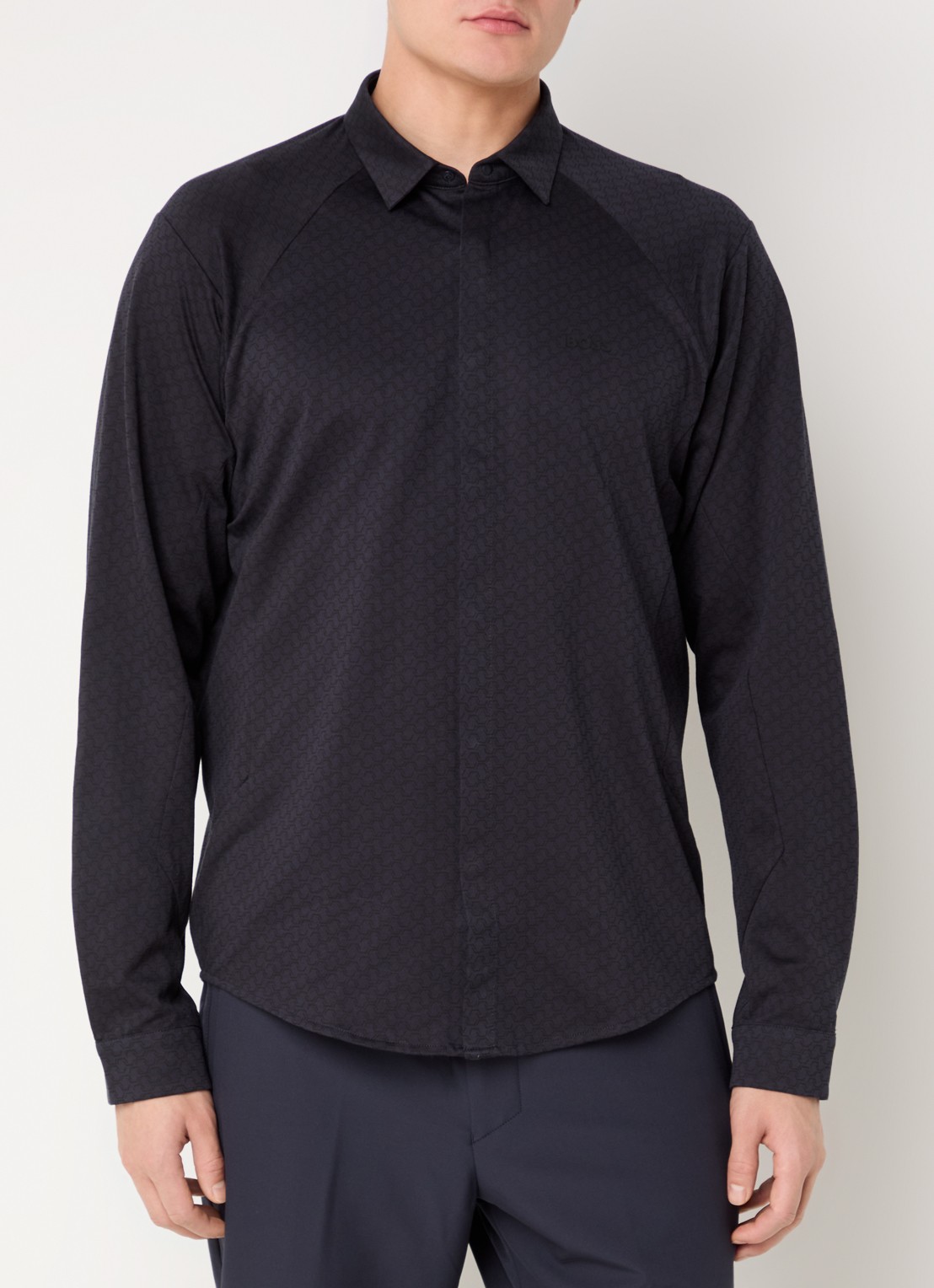 BOSS B_excurse_L regular fit overhemd met microdessin - detail 2 donkerblauw