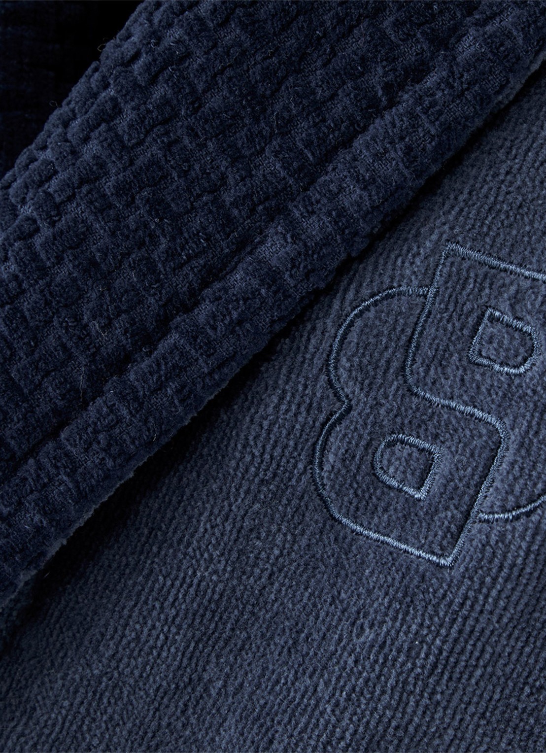 BOSS Badjas met logoborduring - voorkant 3 donkerblauw