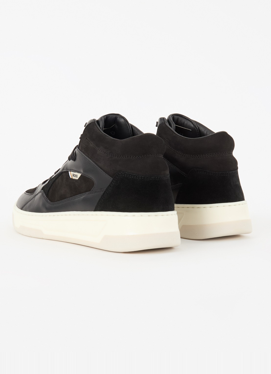 BOSS Baltimore sneaker van suède met leren details - achterkant 2 zwart