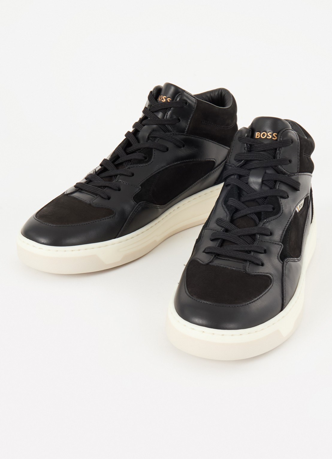 BOSS Baltimore sneaker van suède met leren details - detail 3 zwart