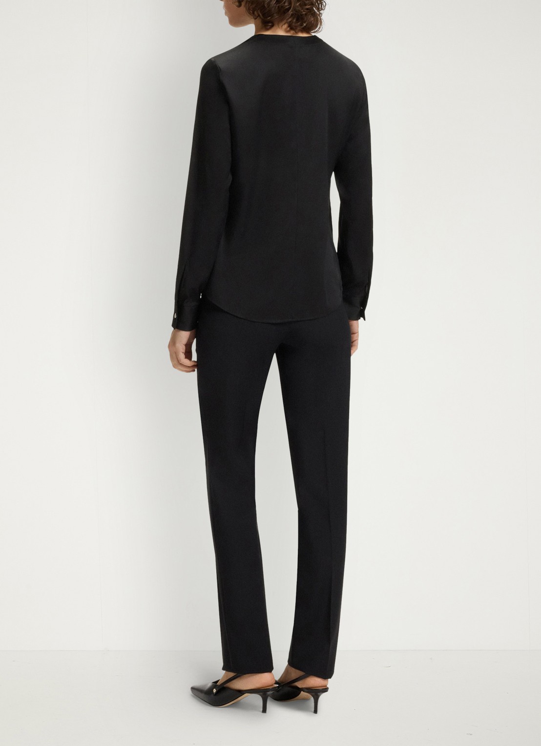 BOSS Banorah blouse in zijdeblend - achterkant 6 black-001 / zwart