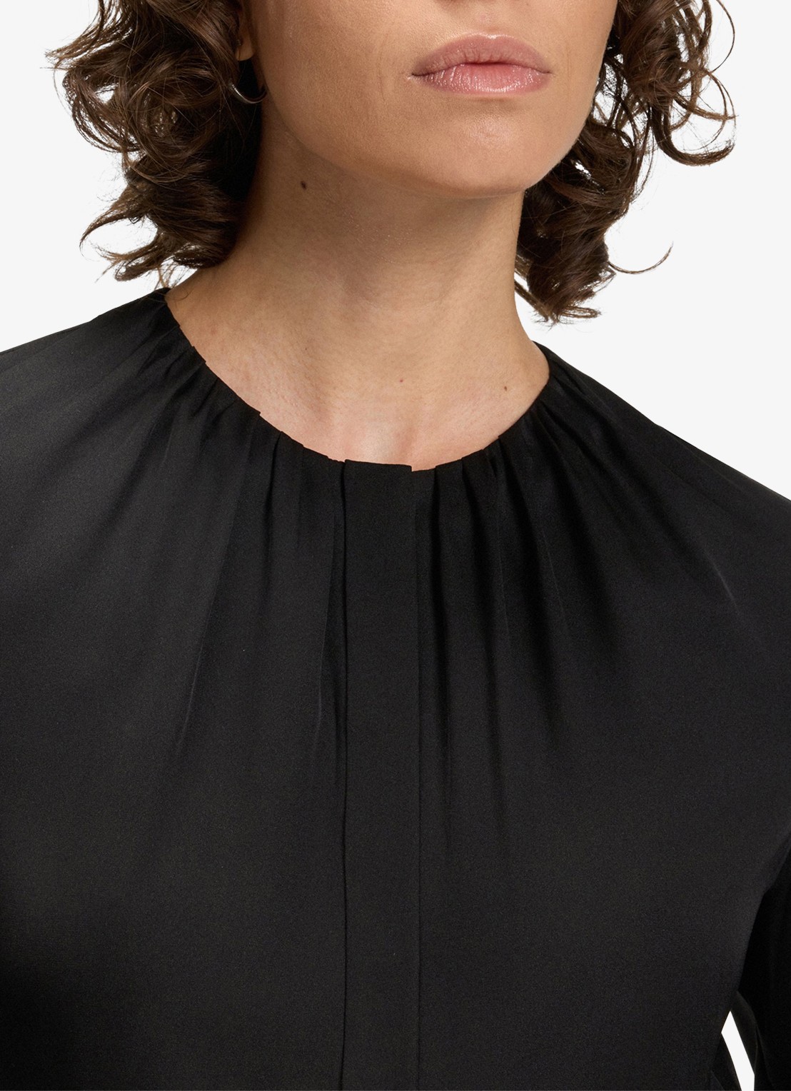 BOSS Banorah blouse in zijdeblend - detail 4 black-001 / zwart