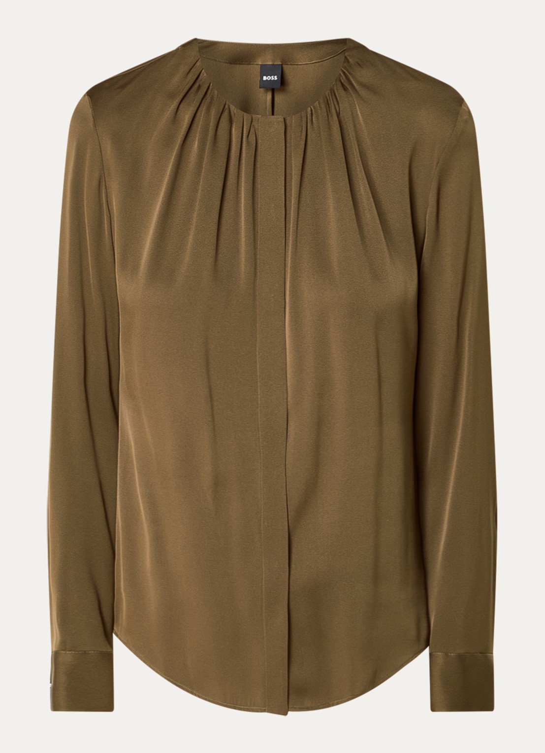 BOSS Banorah blouse in zijdeblend - voorkant open brown-249 / bruin