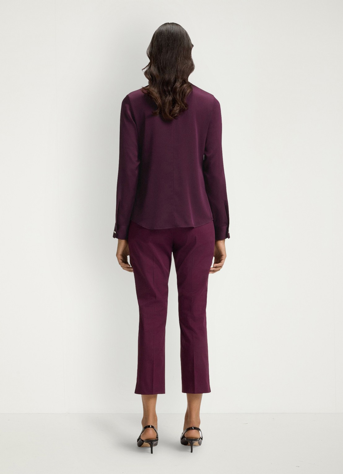 BOSS Banorah blouse in zijdeblend - achterkant 9 open purple-557 / paars
