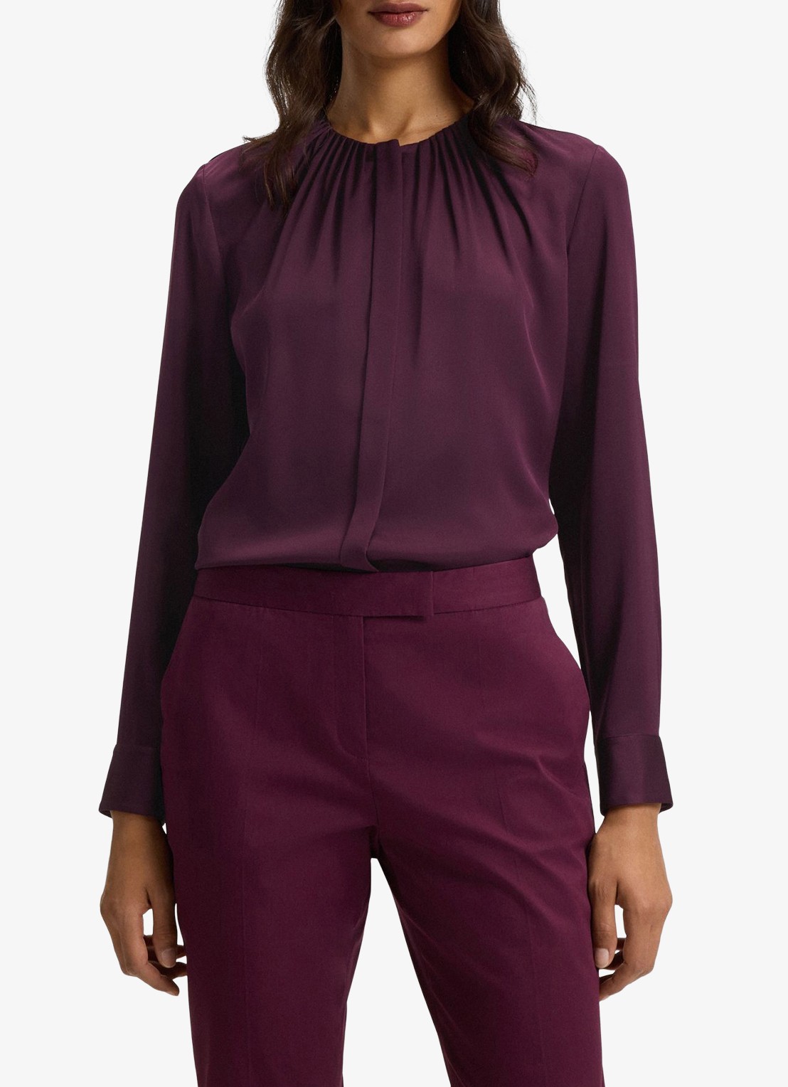 BOSS Banorah blouse in zijdeblend - detail 4 open purple-557 / paars