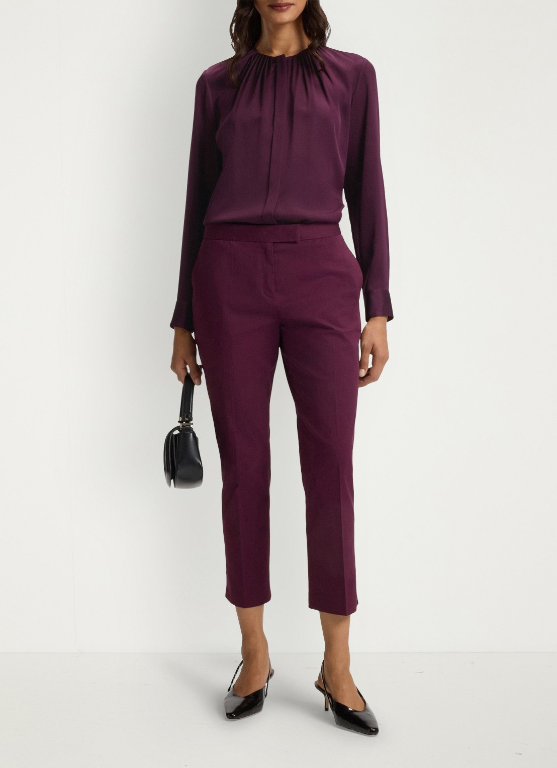 BOSS Banorah blouse in zijdeblend - voorkant 2 open purple-557 / paars