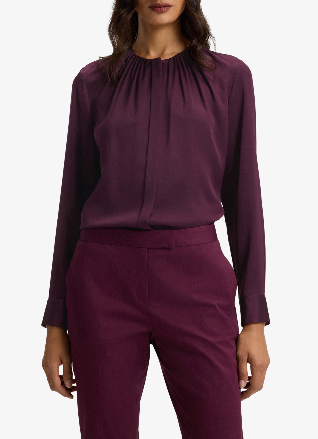 BOSS Banorah blouse in zijdeblend - detail 7 open purple-557 / paars