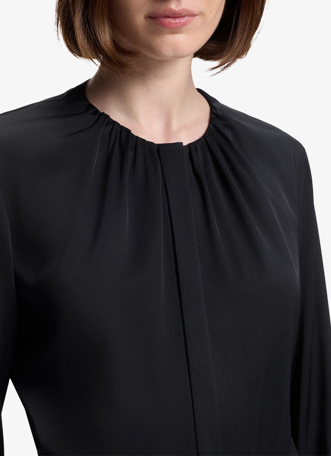 BOSS Banorah blouse in zijdeblend - detail 2 dark blue-404 / blauw