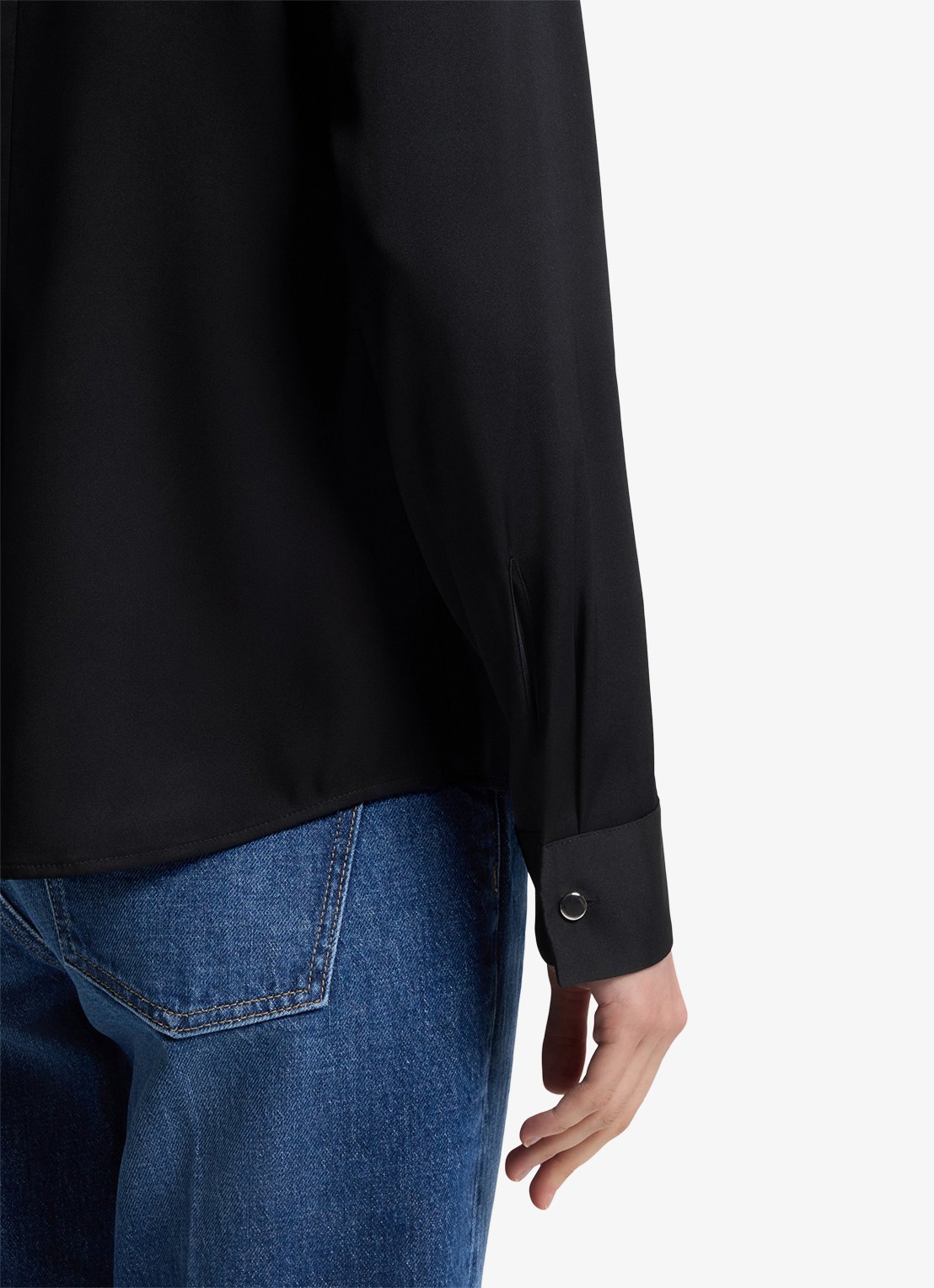 BOSS Banorah blouse in zijdeblend - detail 3 dark blue-404 / blauw