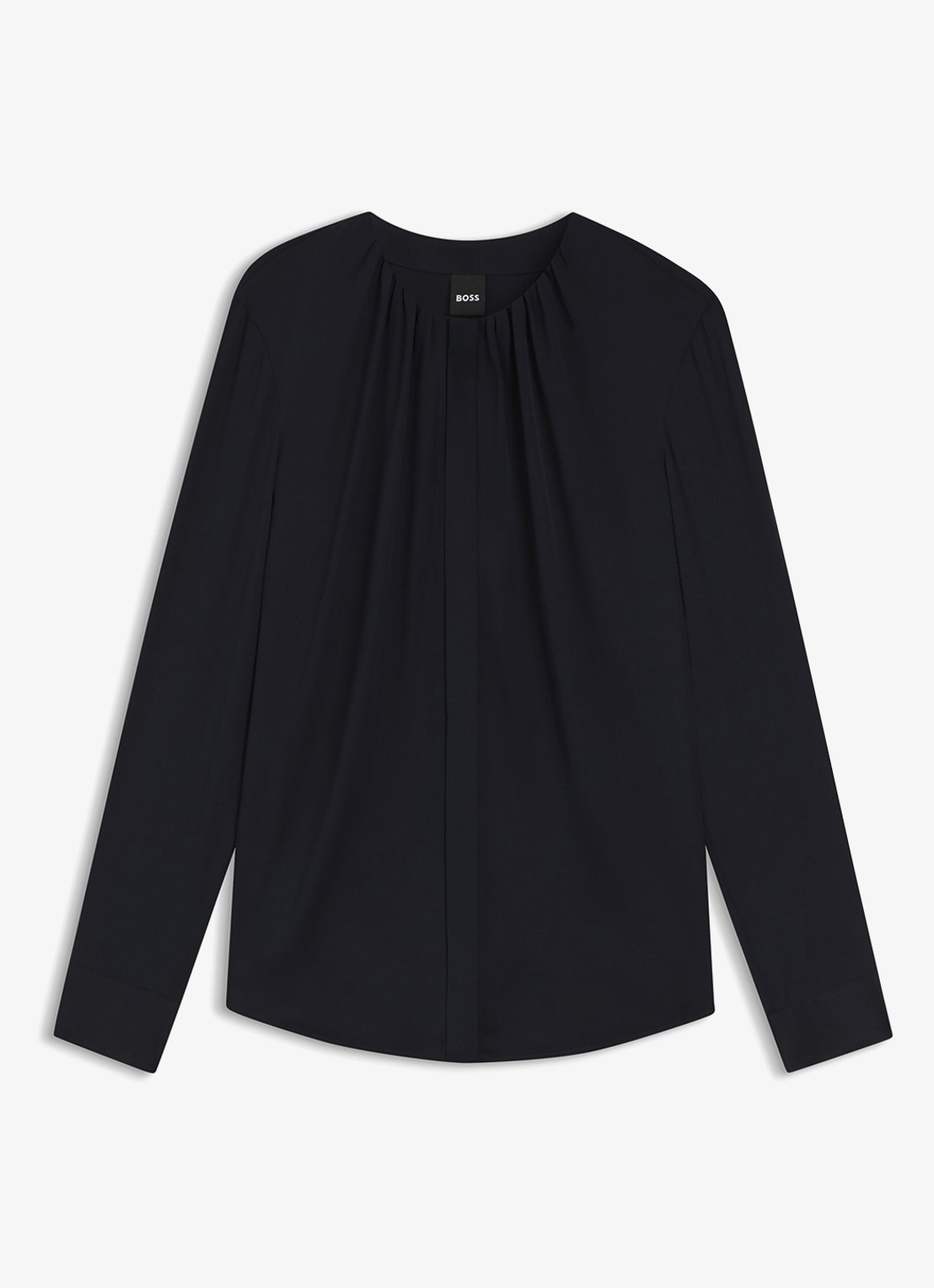 BOSS Banorah blouse in zijdeblend - voorkant 5 dark blue-404 / blauw