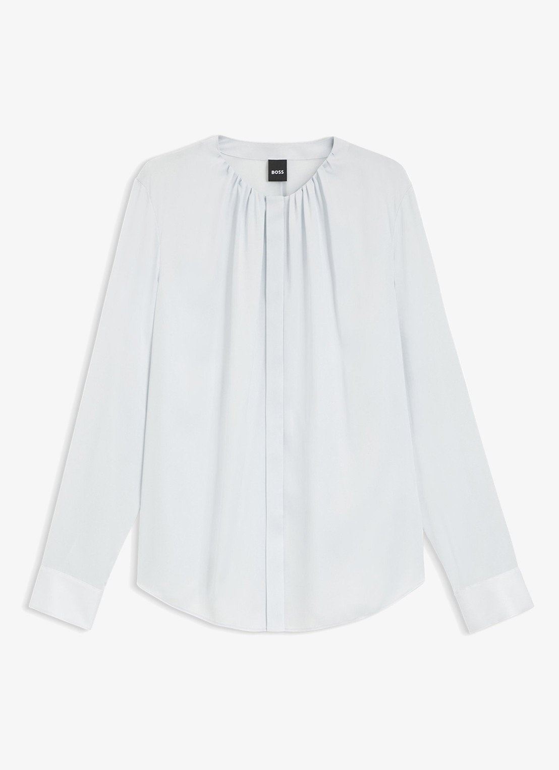 BOSS Banorah blouse in zijdeblend - voorkant 4 open blue-462 / blauw