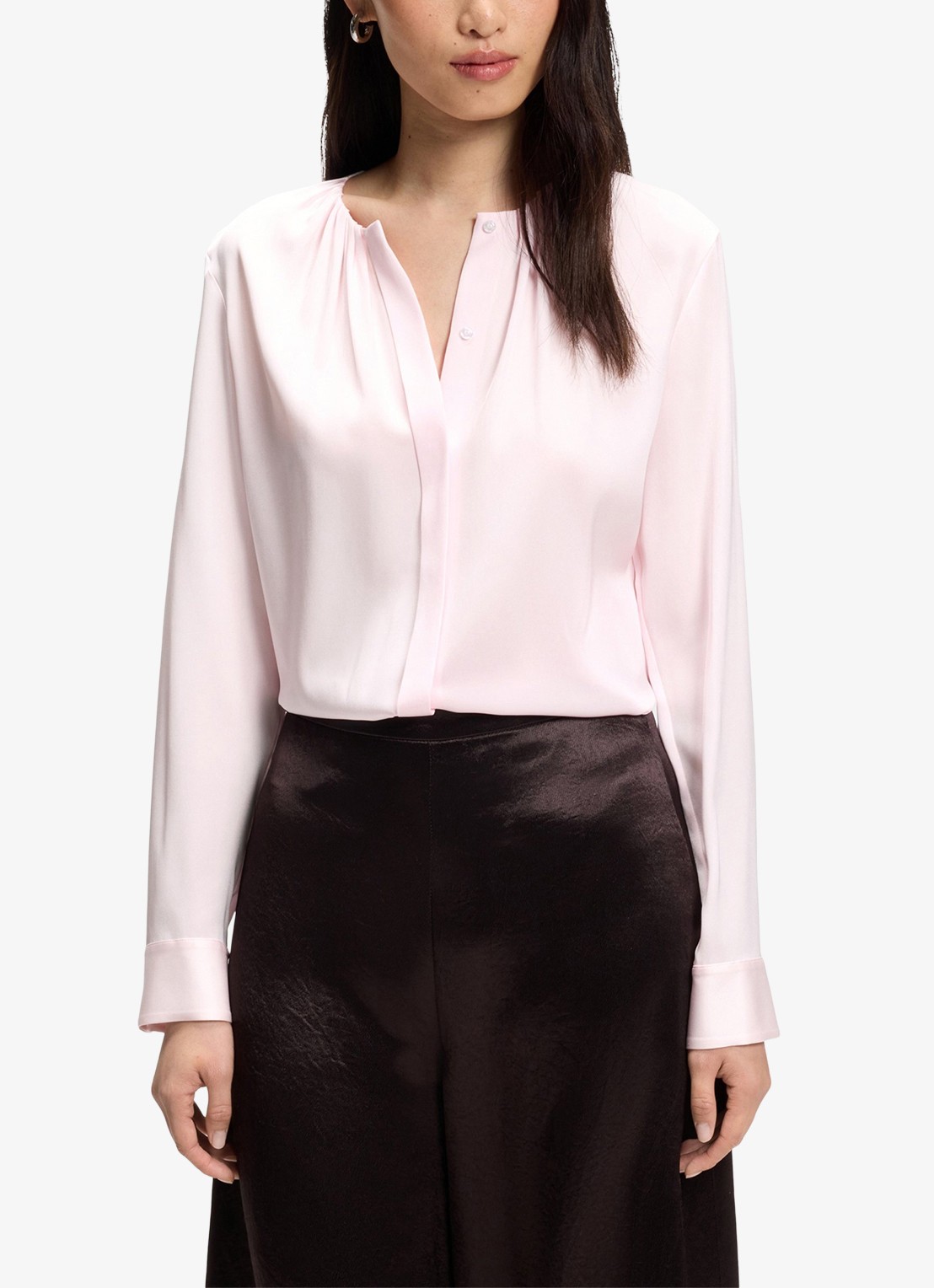 BOSS Banorah blouse in zijdeblend - detail 4 light/pastel pink-680 / roze
