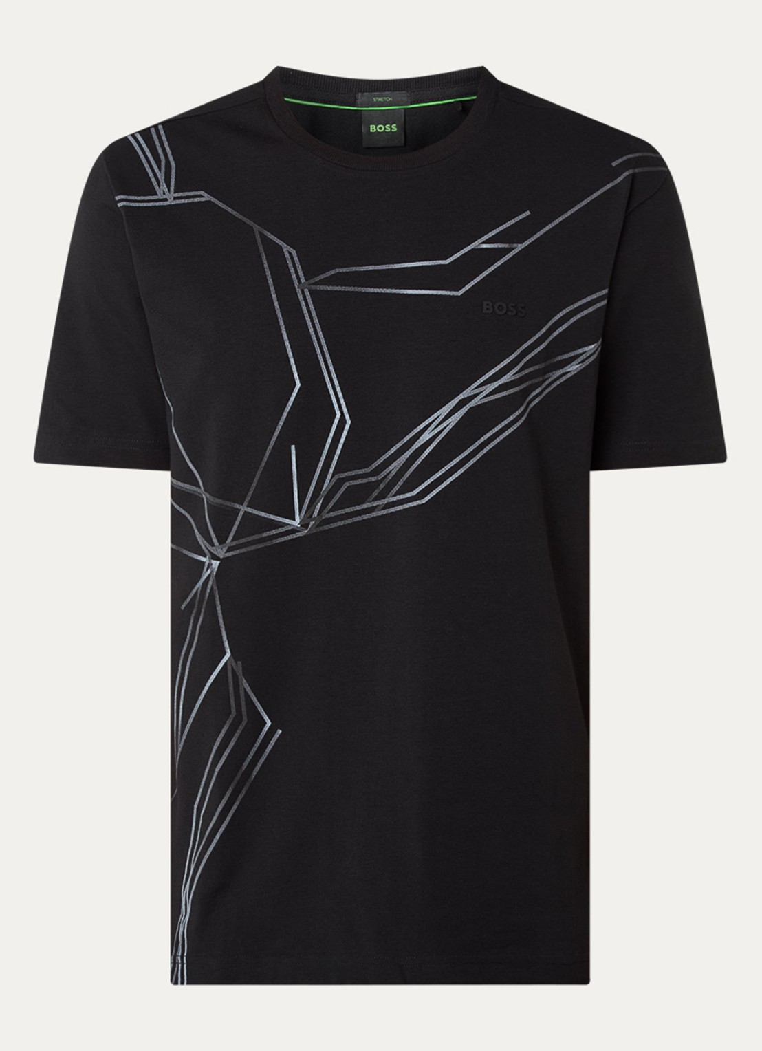 BOSS Beetle T-shirt met print en logo - voorkant zwart