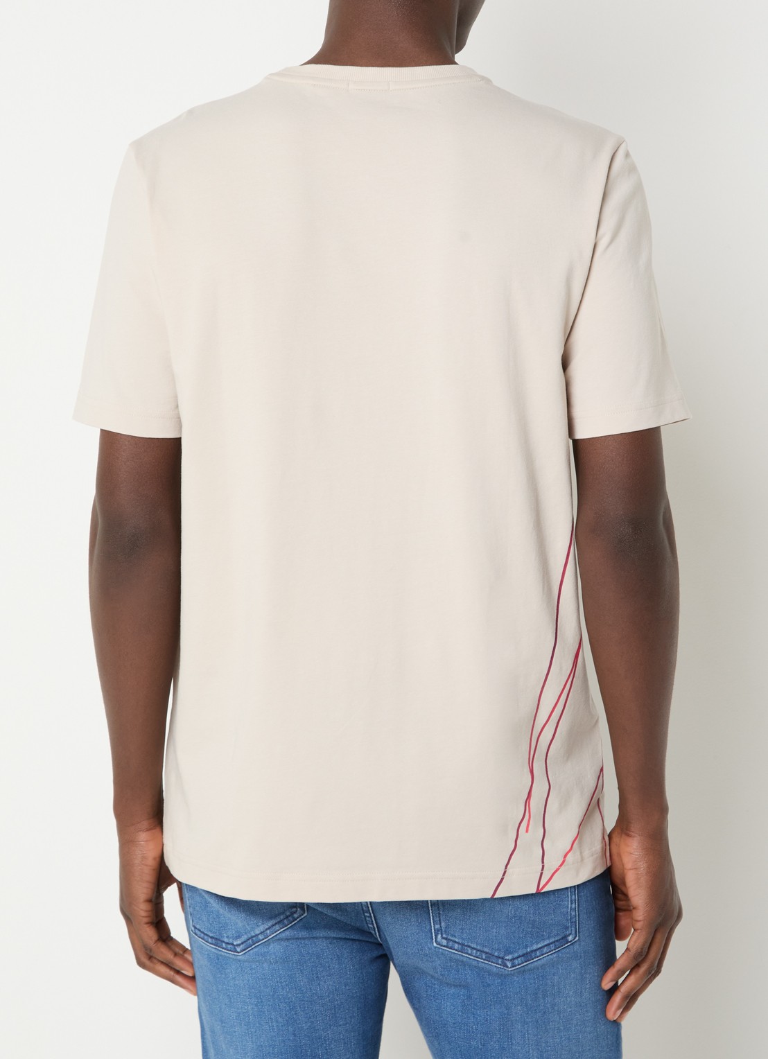 BOSS Beetle T-shirt met print en logo - achterkant 4 donkerbeige