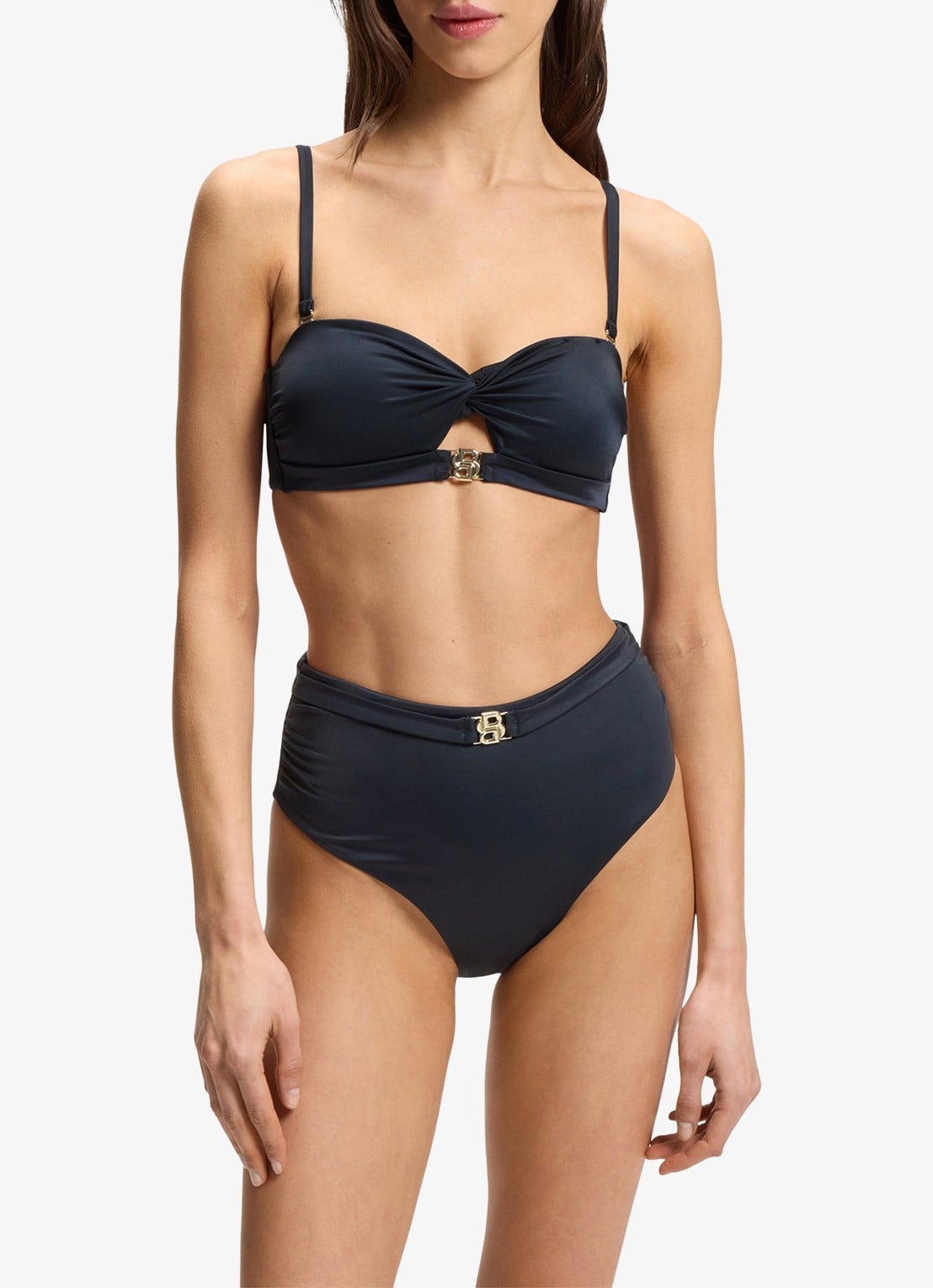 BOSS Bikinitop met logo - detail donkerblauw
