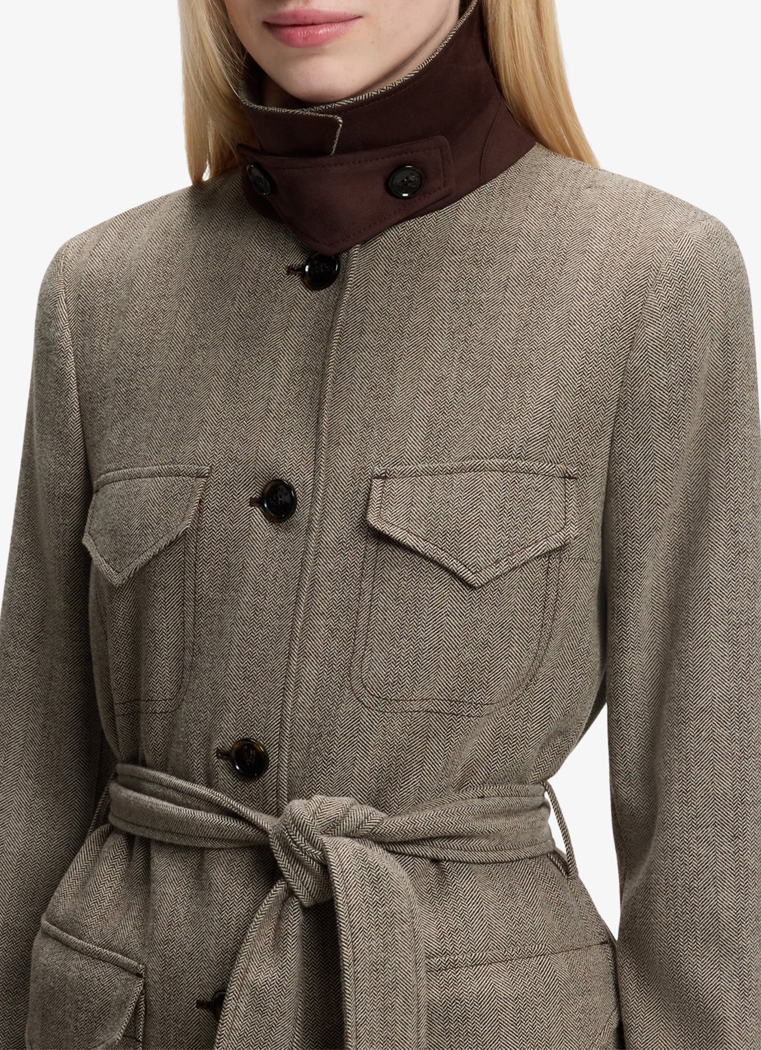BOSS Blazer met strikceintuur - detail 2 grijs