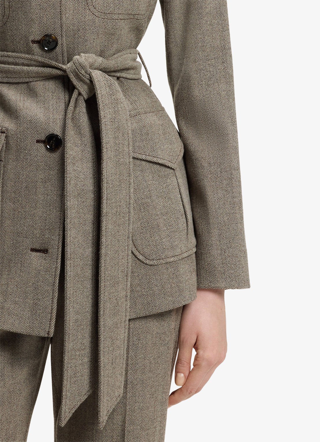 BOSS Blazer met strikceintuur - detail 3 grijs