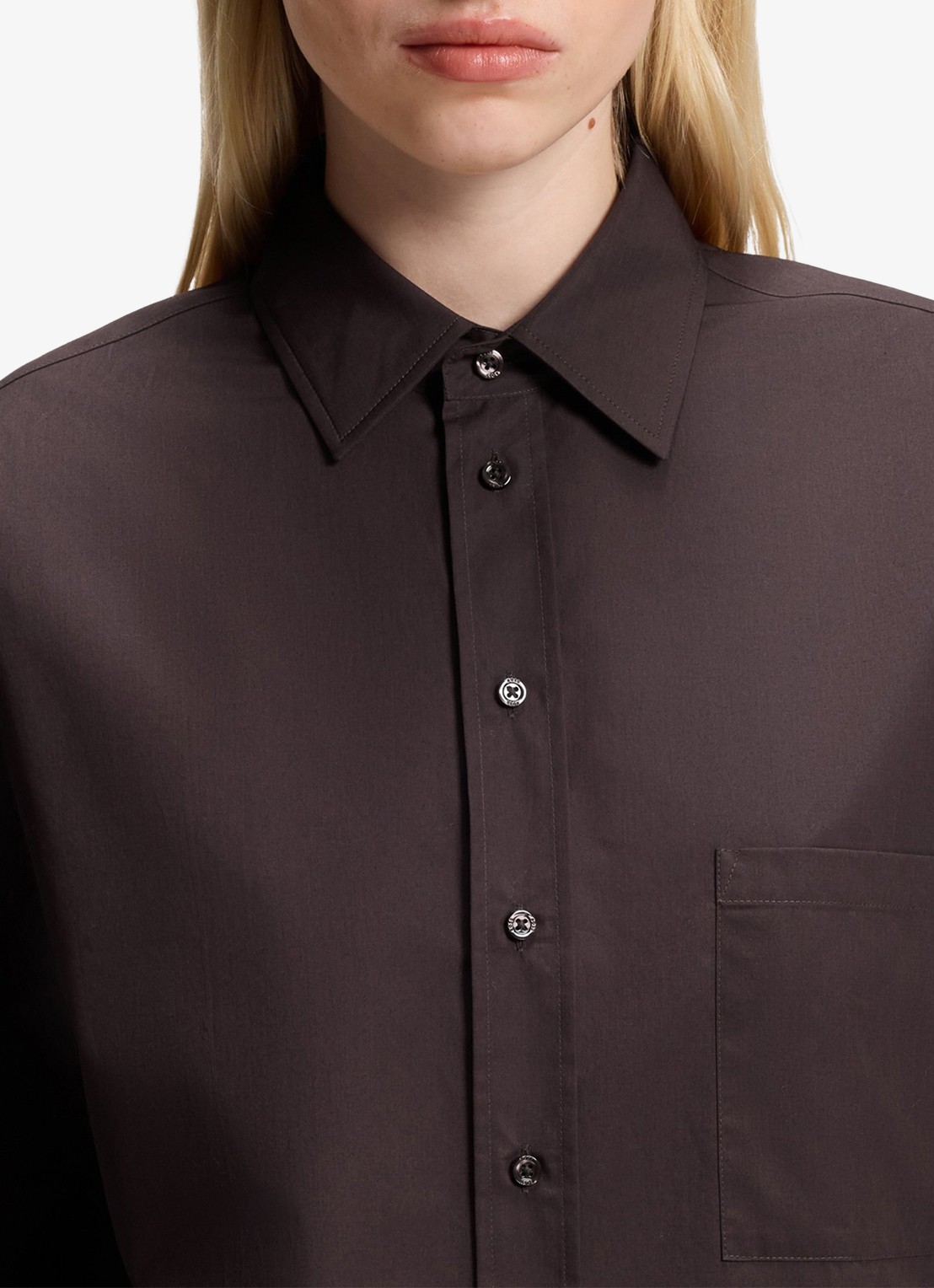 BOSS Blouse met borstzak - detail 2 medium brown-210 / bruin