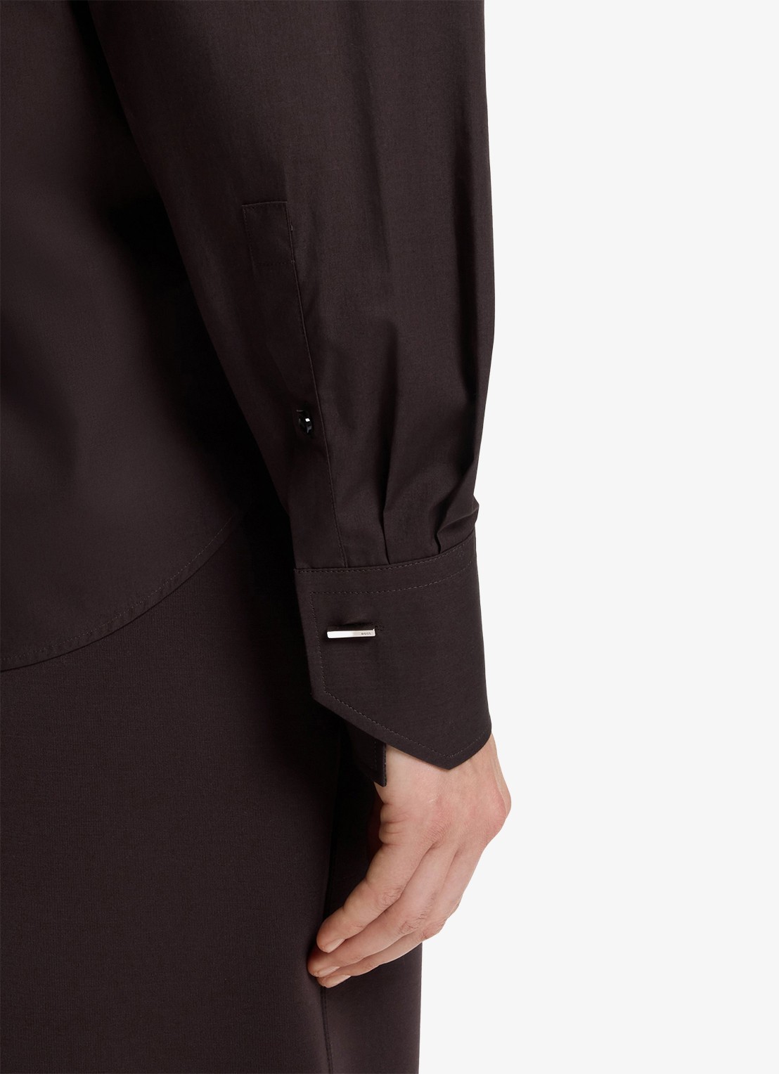 BOSS Blouse met borstzak - detail 3 medium brown-210 / bruin