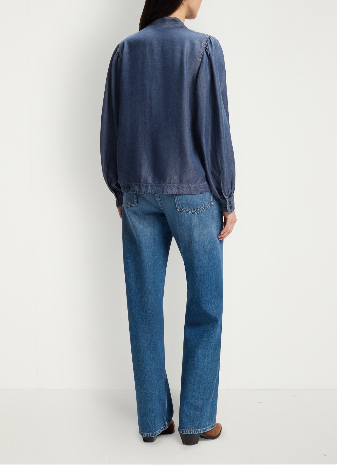 BOSS Blouse met gestrikt detail - achterkant 3 denim