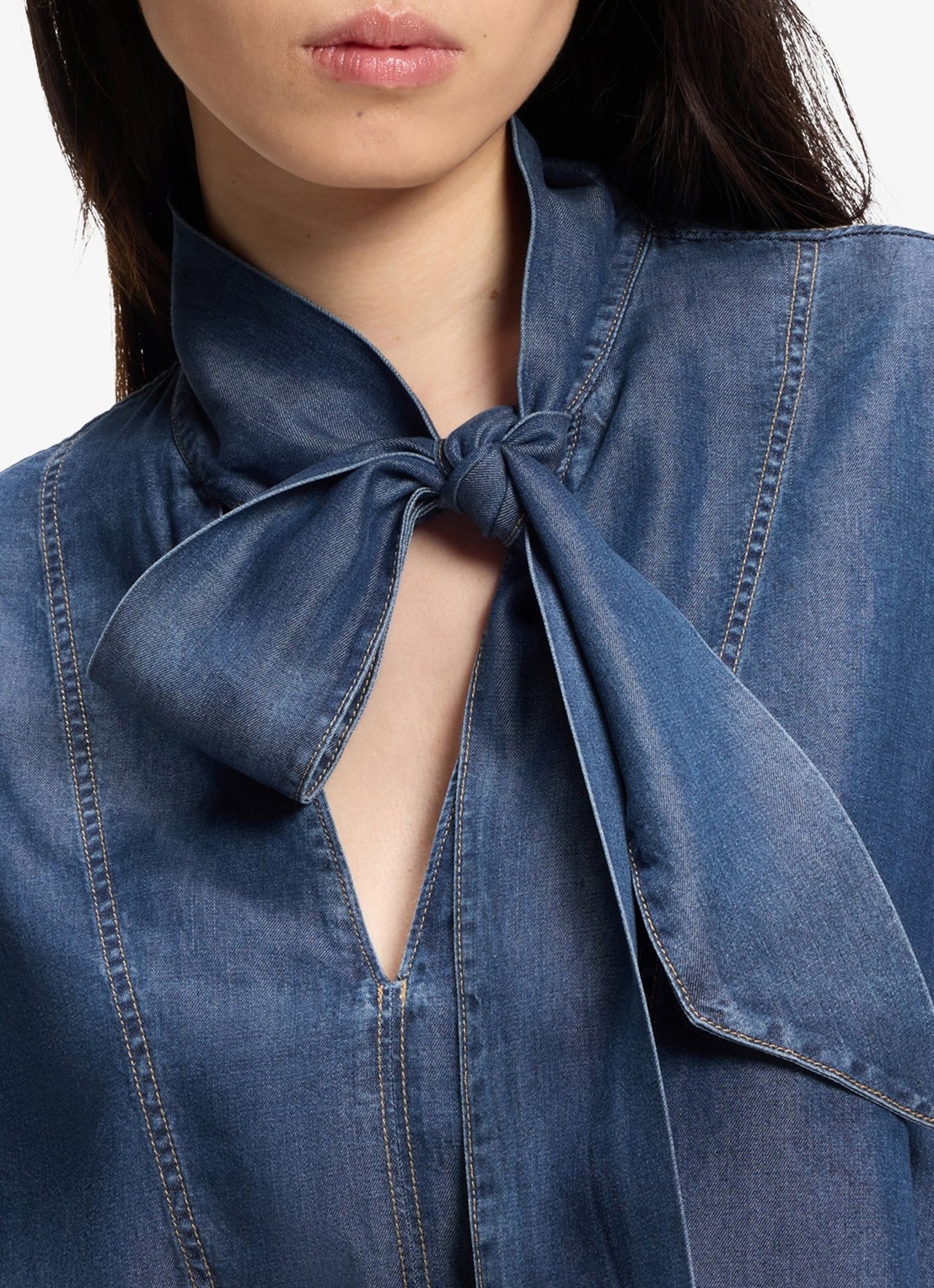 BOSS Blouse met gestrikt detail - detail 5 denim