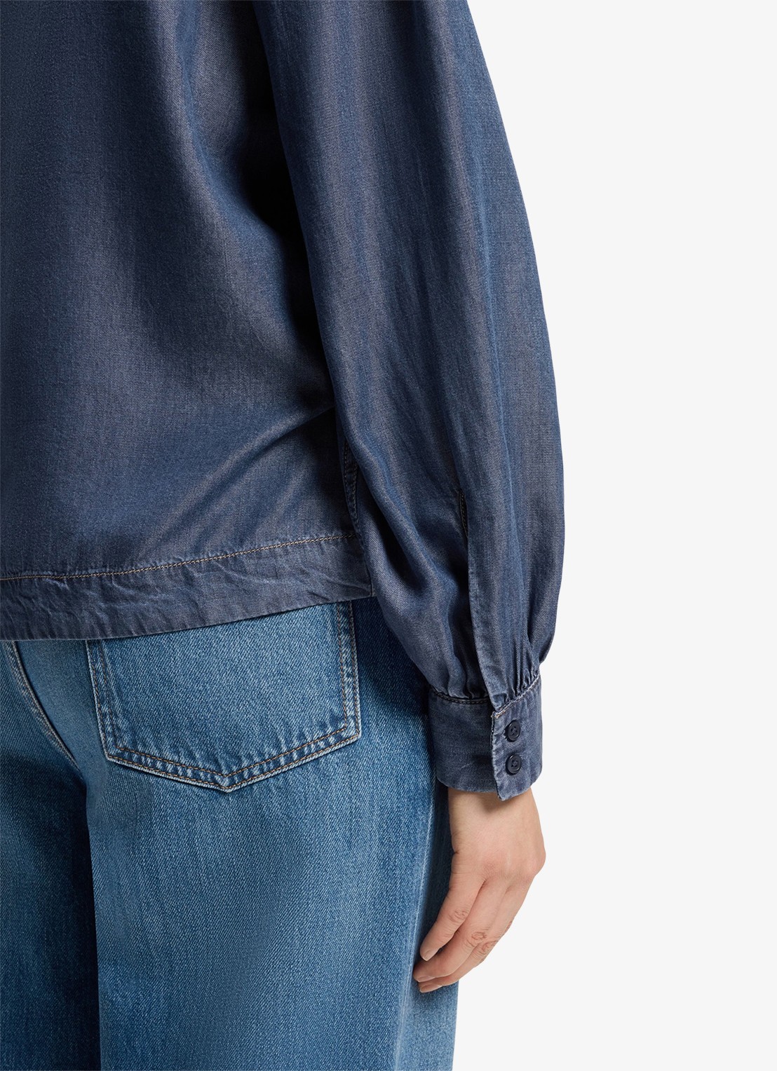 BOSS Blouse met gestrikt detail - detail 6 denim