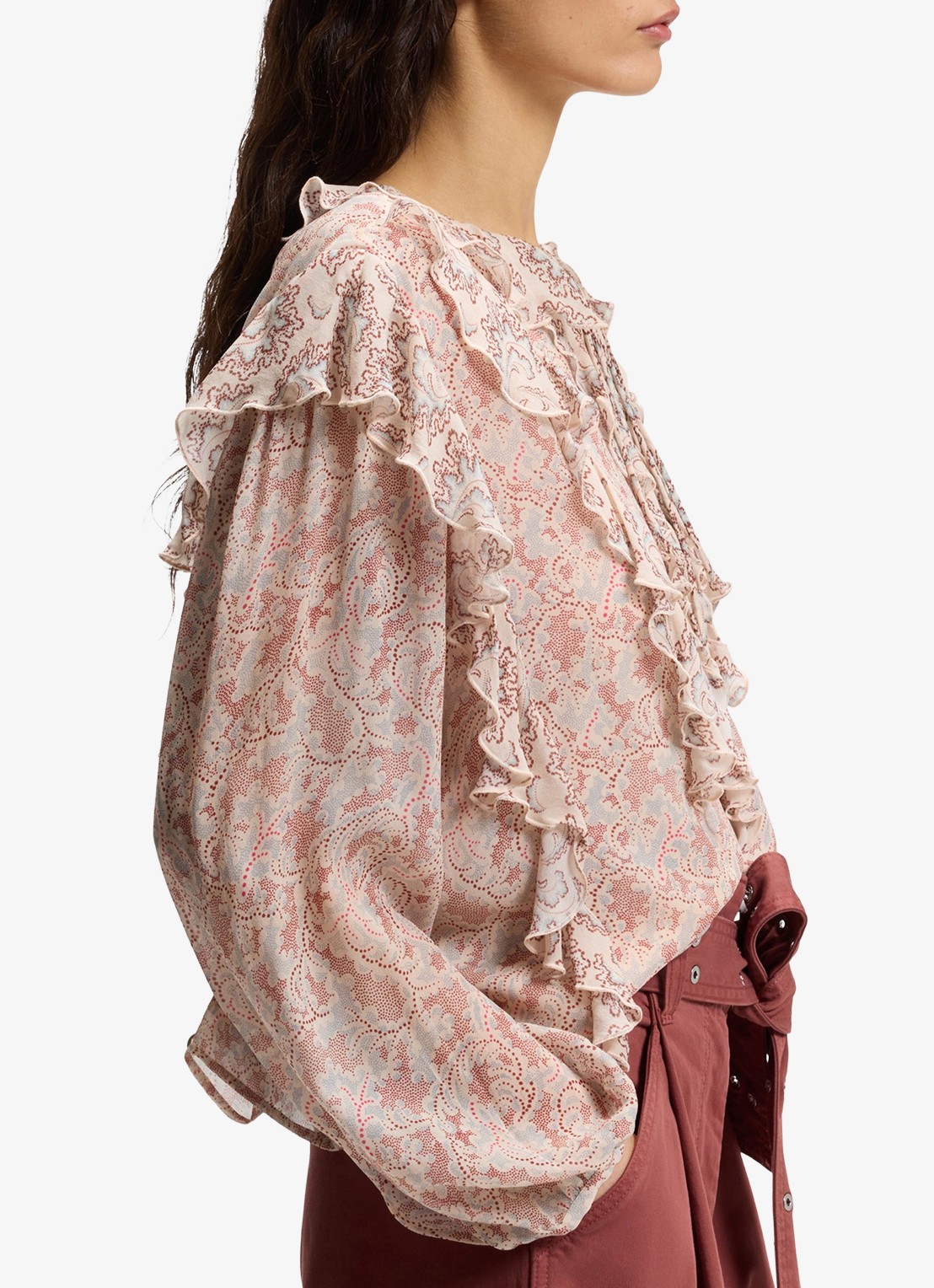 BOSS Blouse met jacquarprint - detail 2 lichtroze