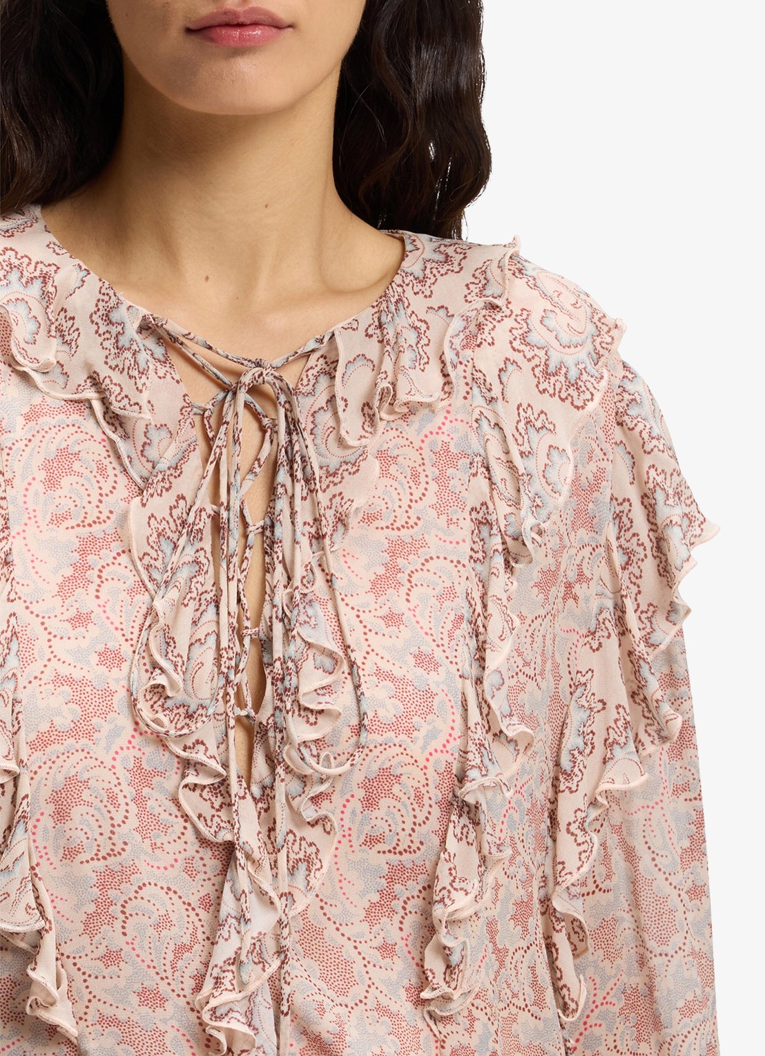 BOSS Blouse met jacquarprint - detail 3 lichtroze