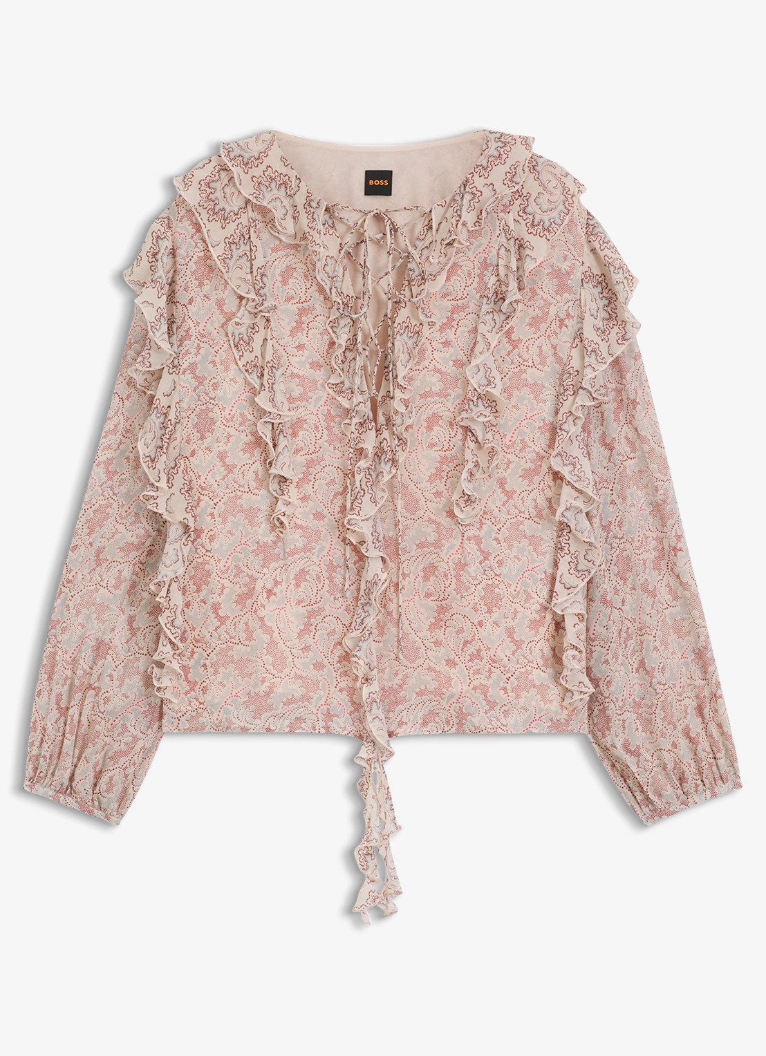BOSS Blouse met jacquarprint - voorkant 5 lichtroze
