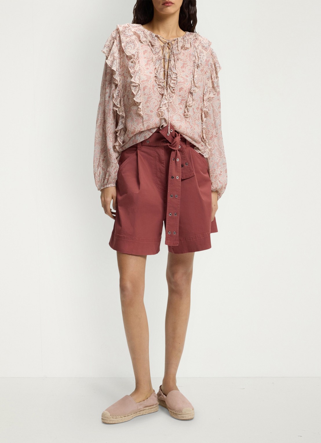 BOSS Blouse met jacquarprint - voorkant 6 lichtroze