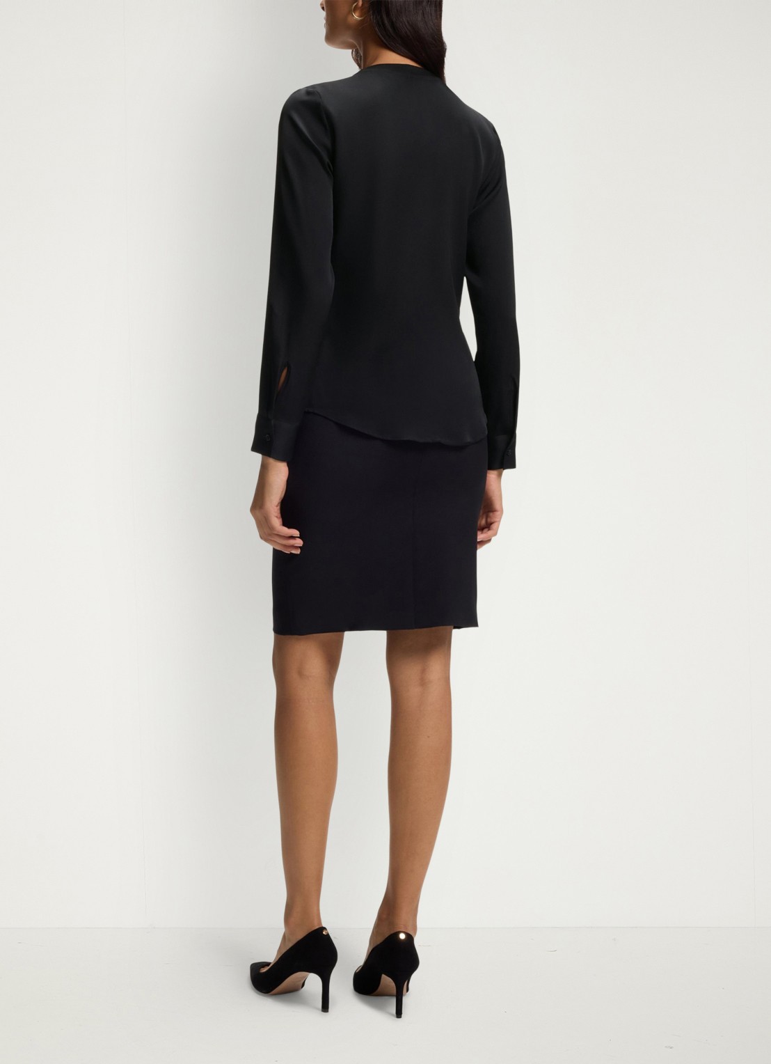 BOSS Blouse met plooien - achterkant 6 zwart