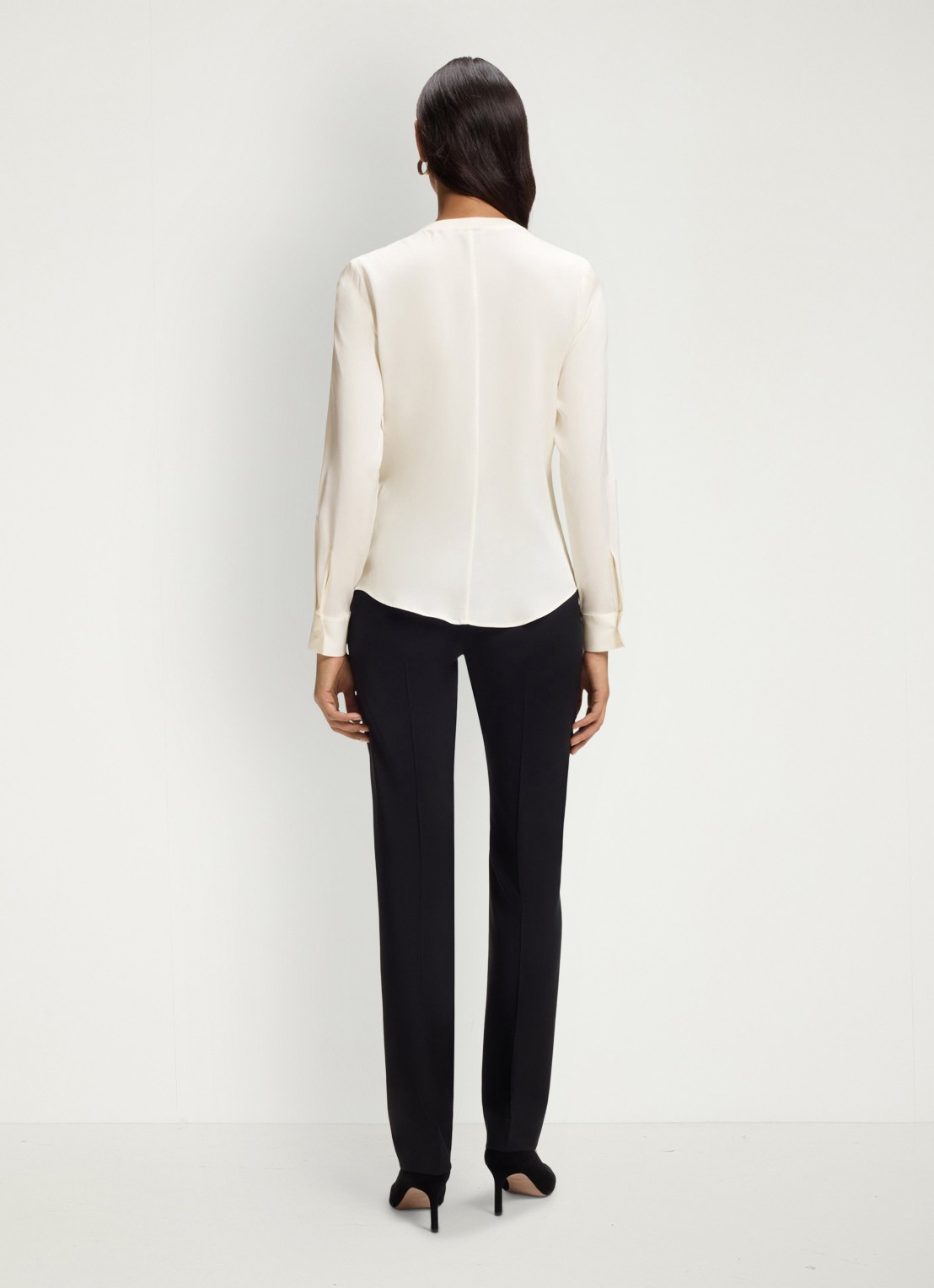 BOSS Blouse met plooien - achterkant 3 gebroken wit