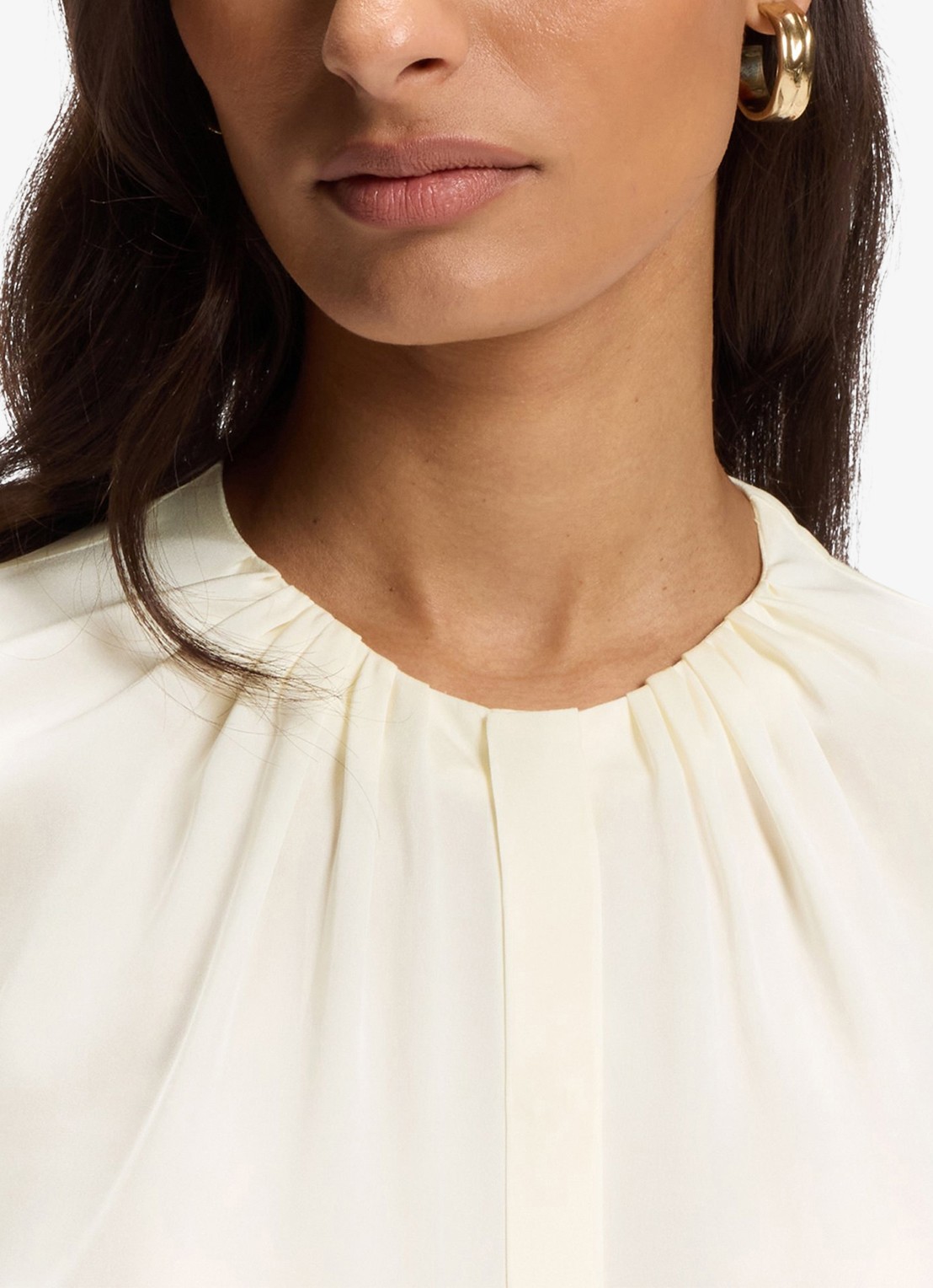 BOSS Blouse met plooien - detail 5 gebroken wit