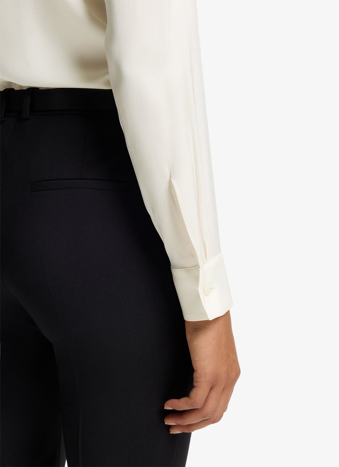 BOSS Blouse met plooien - detail 6 gebroken wit