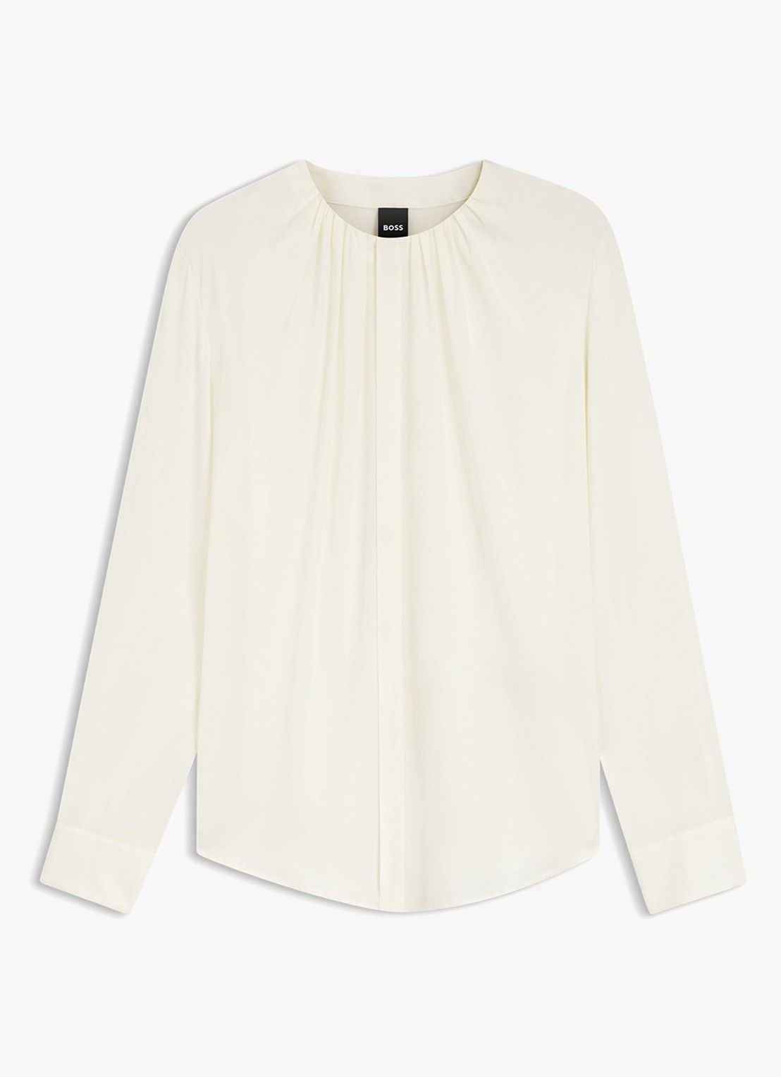BOSS Blouse met plooien - voorkant gebroken wit