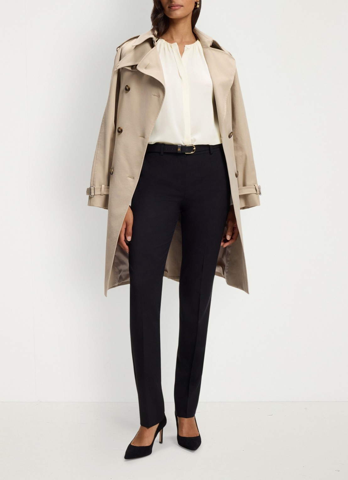 BOSS Blouse met plooien - voorkant 2 gebroken wit