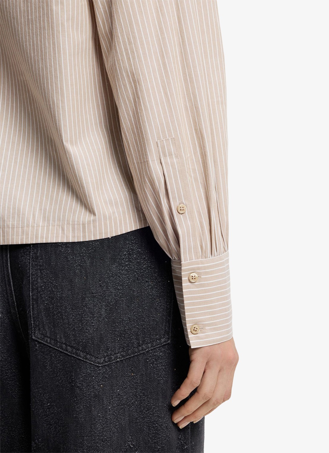 BOSS Blouse met streepprint - detail 6 beige