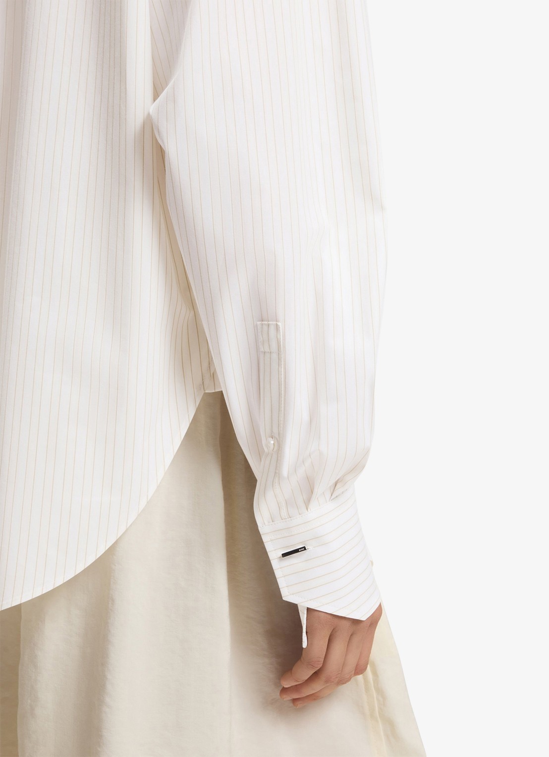 BOSS Blouse met streepprint - detail 2 wit